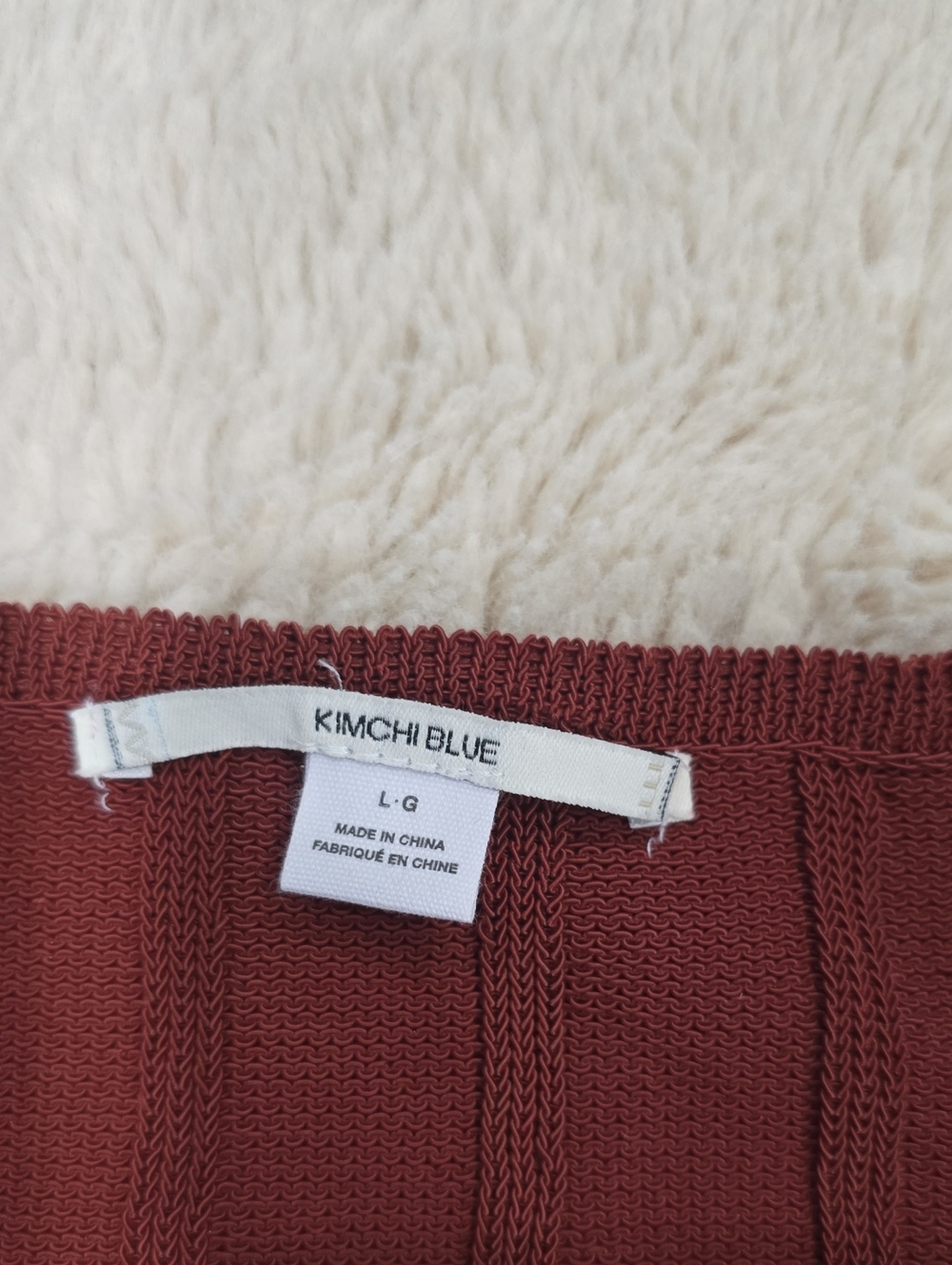 Kimchi Blue Ribbed Button-Front Sweater - Burgundy - Picture 2 of 5